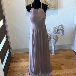 Morilee Madeline Gardner 21666 chiffon long dress  high halter neckline Sz 14